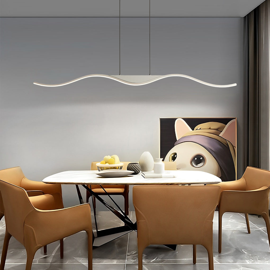 Wave Design Modern LED Chandelier Dimmable Minimalist Pendant Lighting for Bar and Dining Area