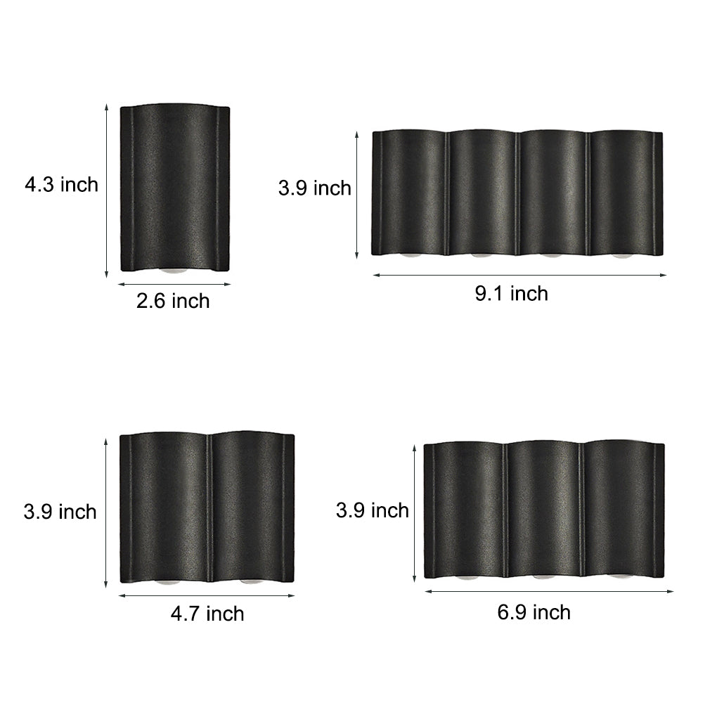 Wave Design Modern LED Waterproof Outdoor Wall Washer Light Up and Down Sconce