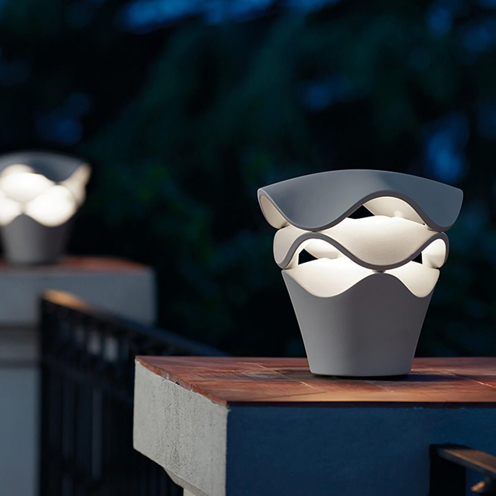 Wave Stacking Modern Outdoor Waterproof Landscape Wall Sconces and Garden Fence Post Lamp