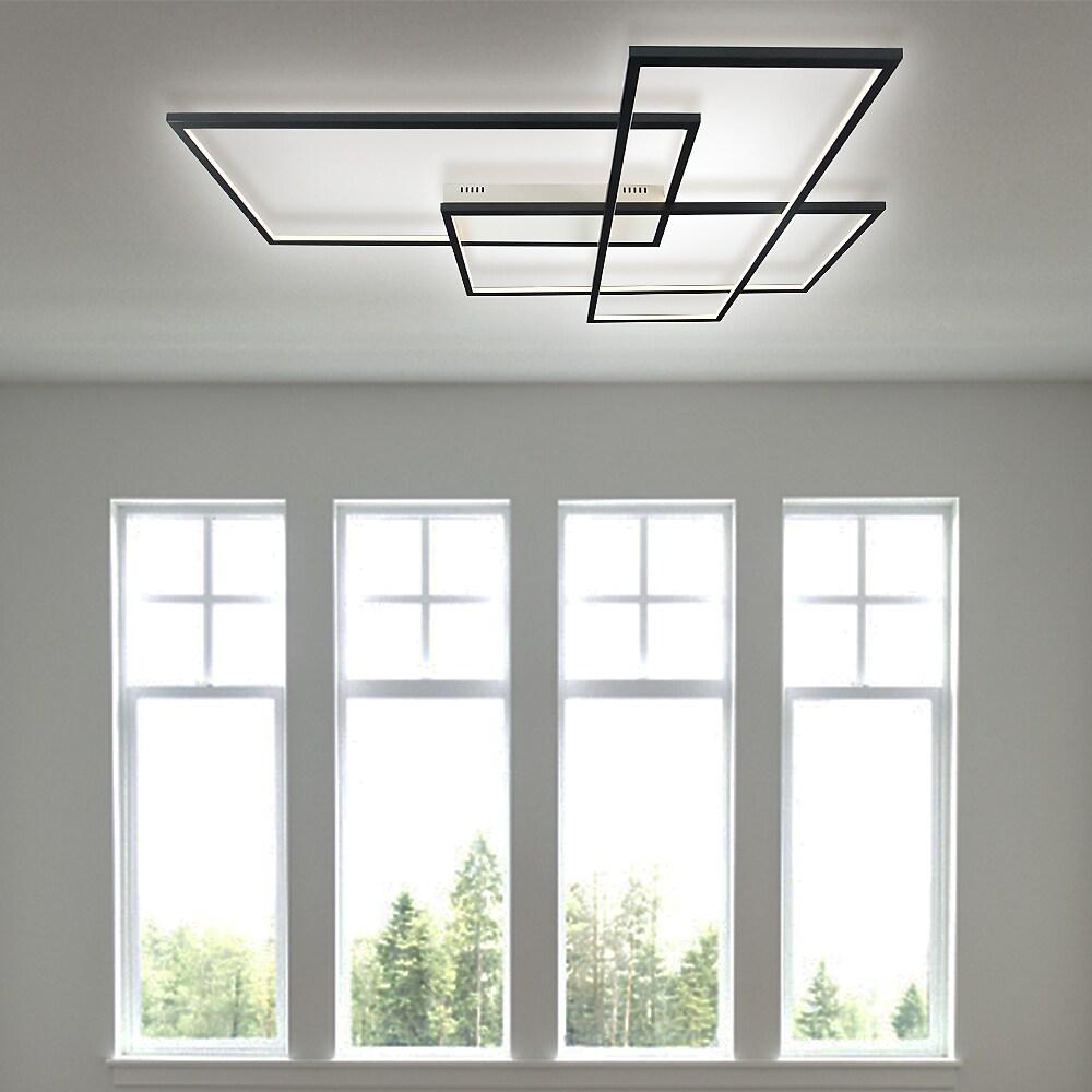 Modern Geometric LED Ceiling Light Overlapping Rectangles Flush Mount Aluminum Fixture