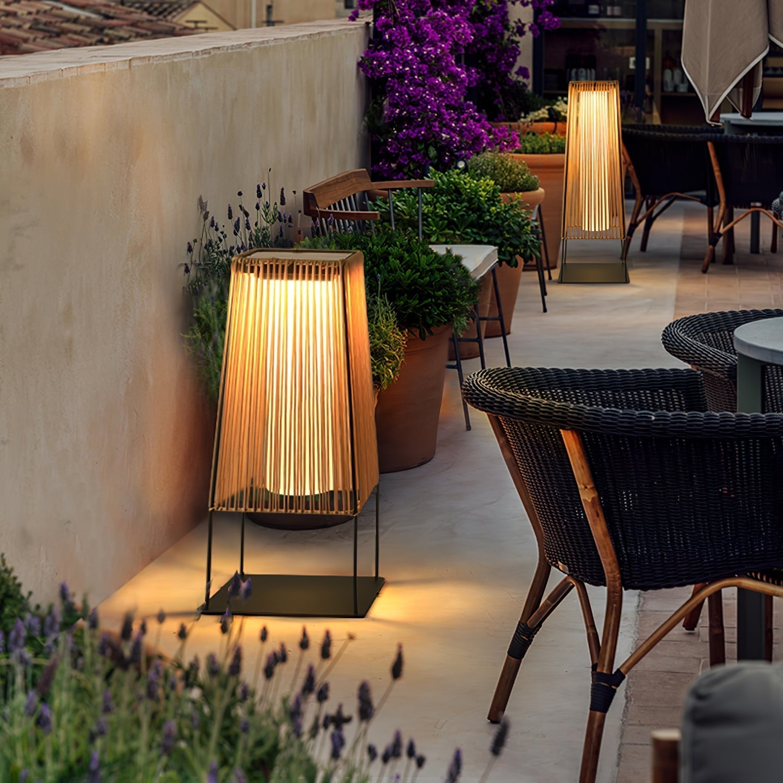 weatherproof-plastic-rattan-outdoor-post-light-for-garden-path-with-solar-and-hardwired-options