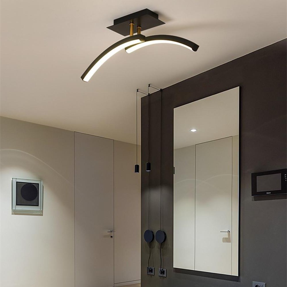 Modern Arc Shaped Dimmable LED Ceiling Light Geometric Flush Mount Lighting for Living Room