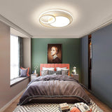 Modern Dimmable LED Flush Mount Ceiling Light with Geometric Overlapping Circles for Bedroom and Living Room