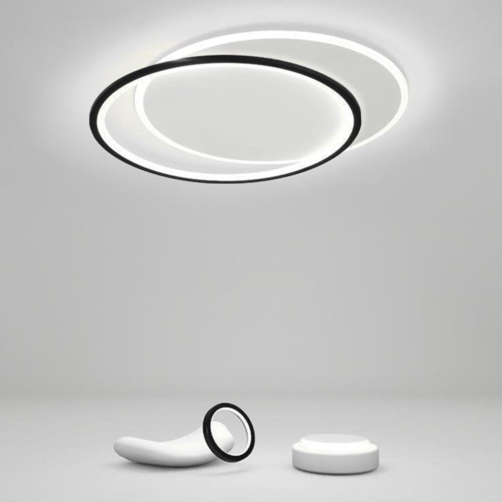 Modern Overlapped Round Flush Mount Ceiling Light Geometric Design for Bedroom