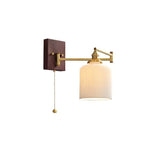 White Ceramic Geometric Wall Lamp Sconce with Pull Chain Minimalist Indoor Light Fixture