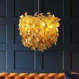 White Fabric Feather Cloud Pendant Light Modern Scandinavian Gold LED Chandelier 24 Inch