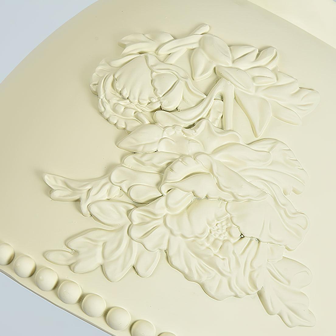 White Floral Embossed Resin Pendant Light Dome Shaped Hanging Lamp for Home Decor