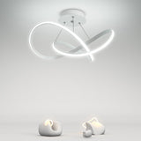 Modern Geometric White Ribbon LED Flush Mount Ceiling Light Dimmable Circular Fixture