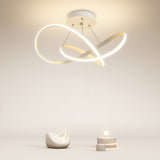 Modern Geometric White Ribbon LED Flush Mount Ceiling Light Dimmable Circular Fixture