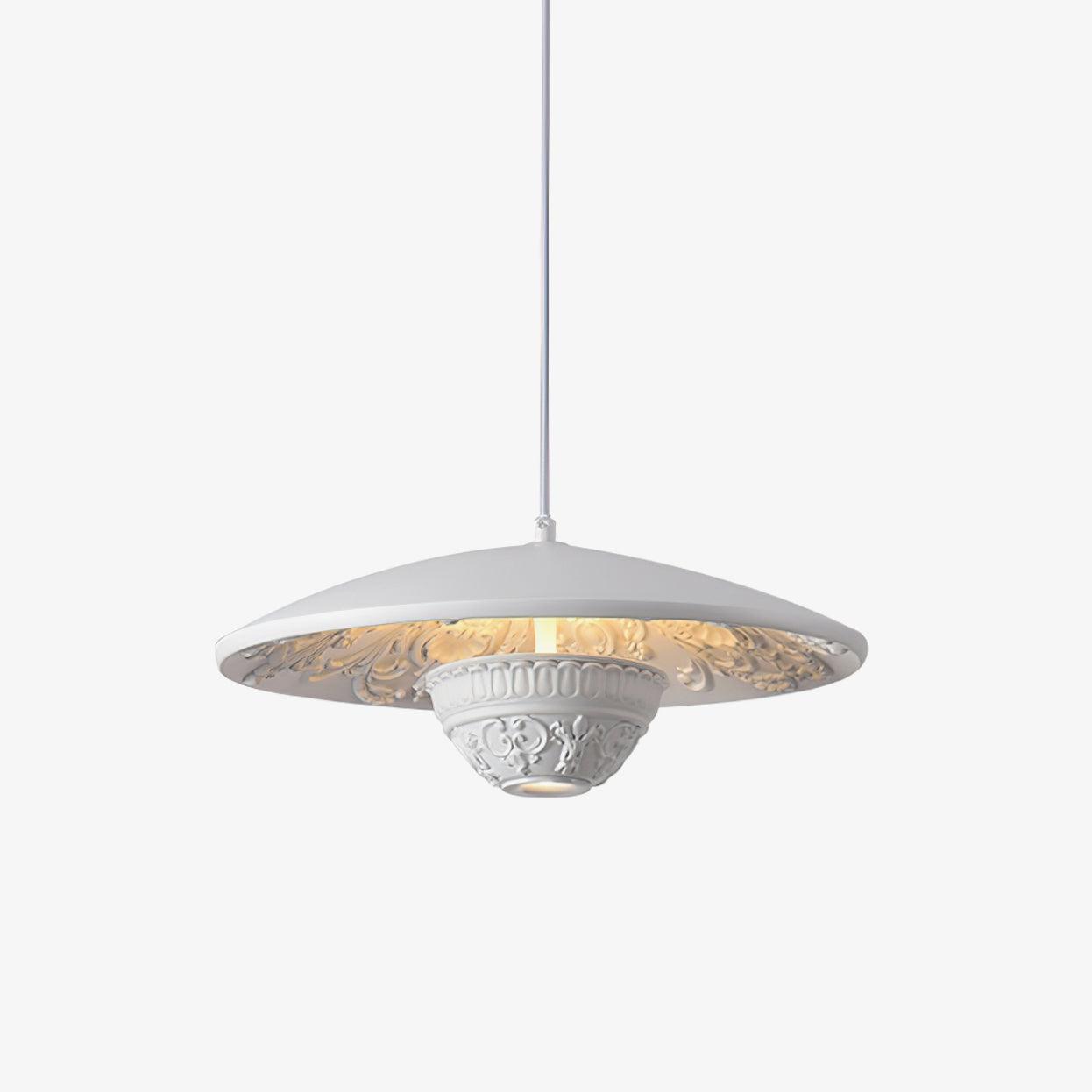 White Flying Saucer Resin Pendant Lamp Modern Integrated LED Hanging Light Fixture