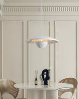 White Flying Saucer Resin Pendant Lamp Modern Integrated LED Hanging Light Fixture