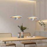 White Flying Saucer Resin Pendant Lamp Modern Integrated LED Hanging Light Fixture