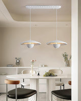 White Flying Saucer Resin Pendant Lamp Modern Integrated LED Hanging Light Fixture