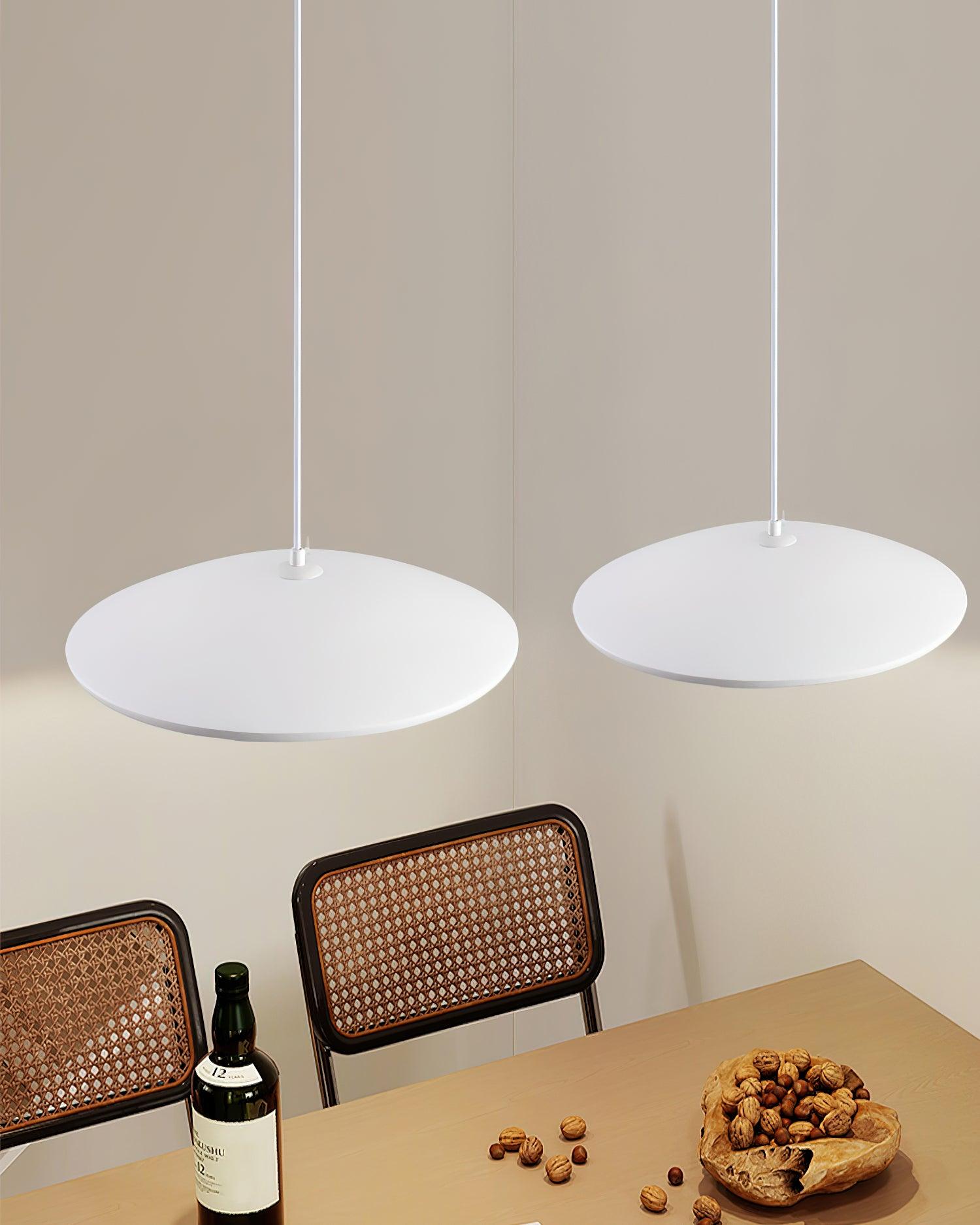 White Flying Saucer Resin Pendant Lamp Modern Integrated LED Hanging Light Fixture
