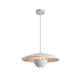 White Flying Saucer Resin Pendant Lamp Modern Integrated LED Hanging Light Fixture