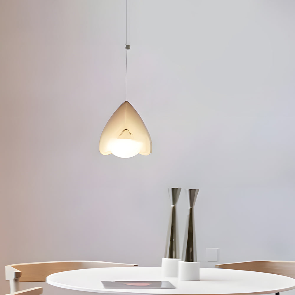 White Half Moon Glider Pendant Light Modern Minimalist Metal LED Hanging Fixture for Living Room
