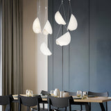 White Half Moon Glider Pendant Light Modern Minimalist Metal LED Hanging Fixture for Living Room
