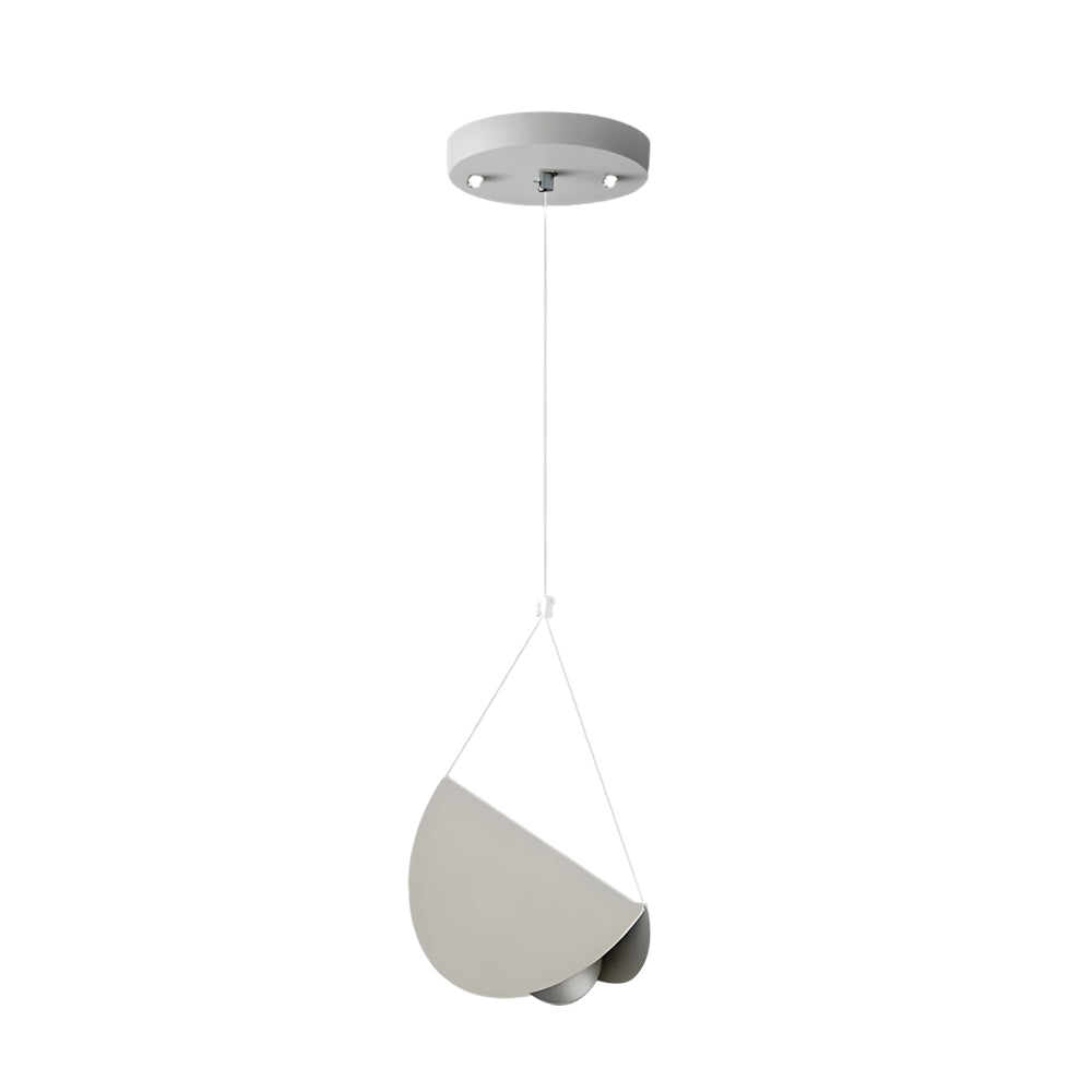 White Half Moon Glider Pendant Light Modern Minimalist Metal LED Hanging Fixture for Living Room