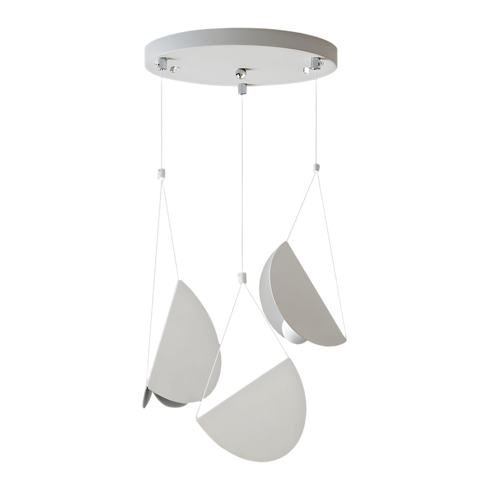 White Half Moon Glider Pendant Light Modern Minimalist Metal LED Hanging Fixture for Living Room