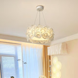 White Hydrangea Petal Metal Pendant Lamp Elegant Floral Hanging Chandelier for Modern Interiors