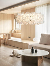 White Hydrangea Petal Metal Pendant Lamp Elegant Floral Hanging Chandelier for Modern Interiors