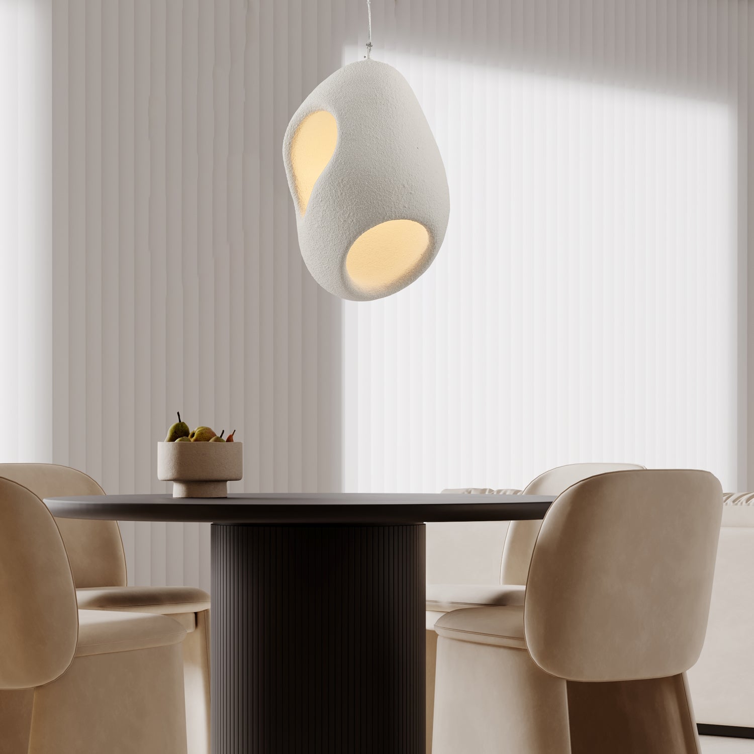 White Japandi Minimalist Resin Pendant Light Wabi Sabi Sculptural Hanging Lamp