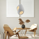White Japandi Minimalist Resin Pendant Light Wabi Sabi Sculptural Hanging Lamp