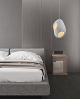 White Japandi Minimalist Resin Pendant Light Wabi Sabi Sculptural Hanging Lamp