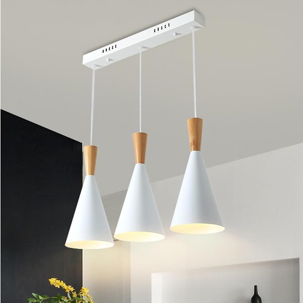 White Metal Cone Shaped Pendant Light Modern Kitchen Island Cluster Ceiling Lamp