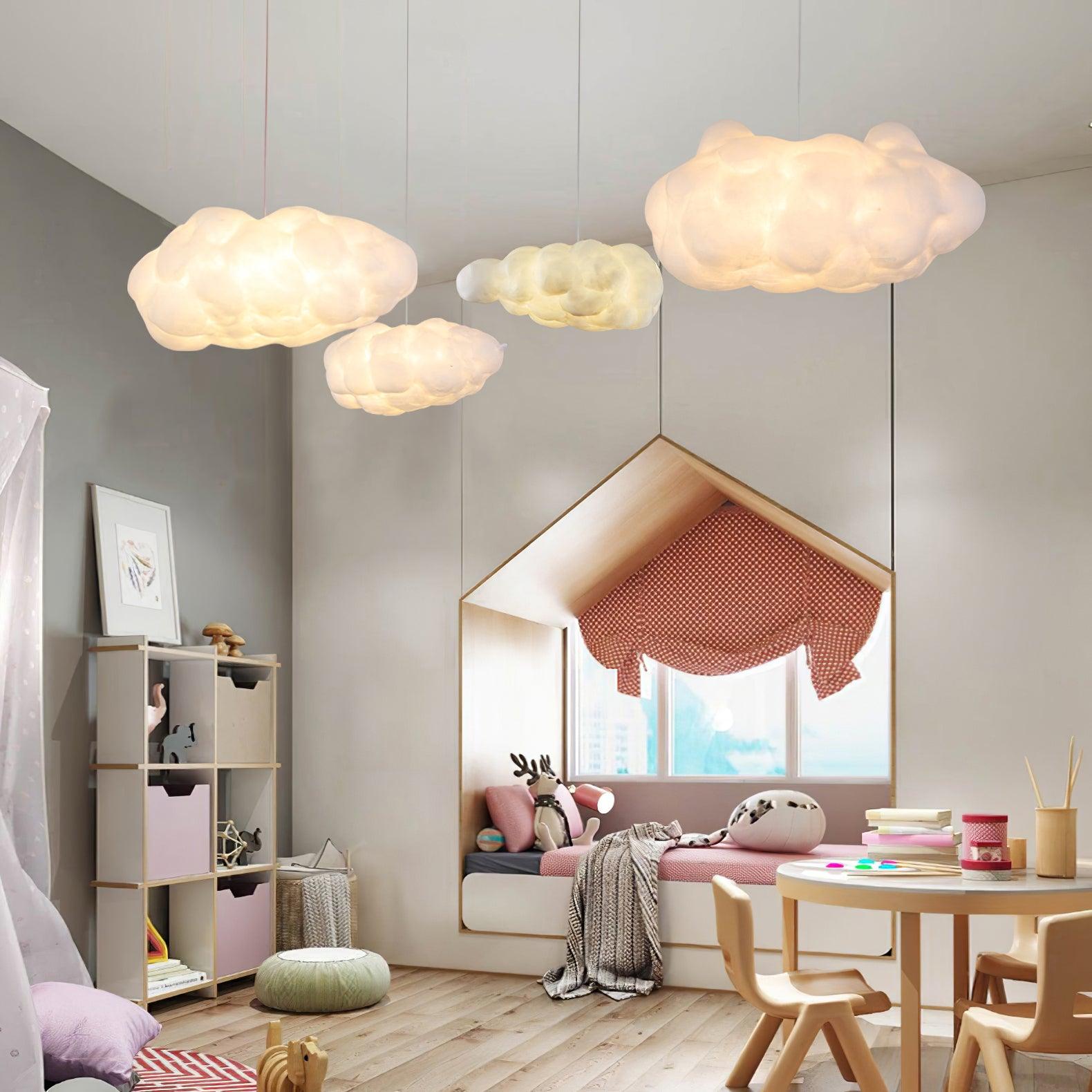 White Modern Artistic Cloud Pendant Light for Dining Room Kitchen Island Hanging Ceiling Lamp