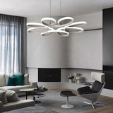White Modern Flower LED Pendant Light Dimmable Curved Floral Hanging Ceiling Fixture
