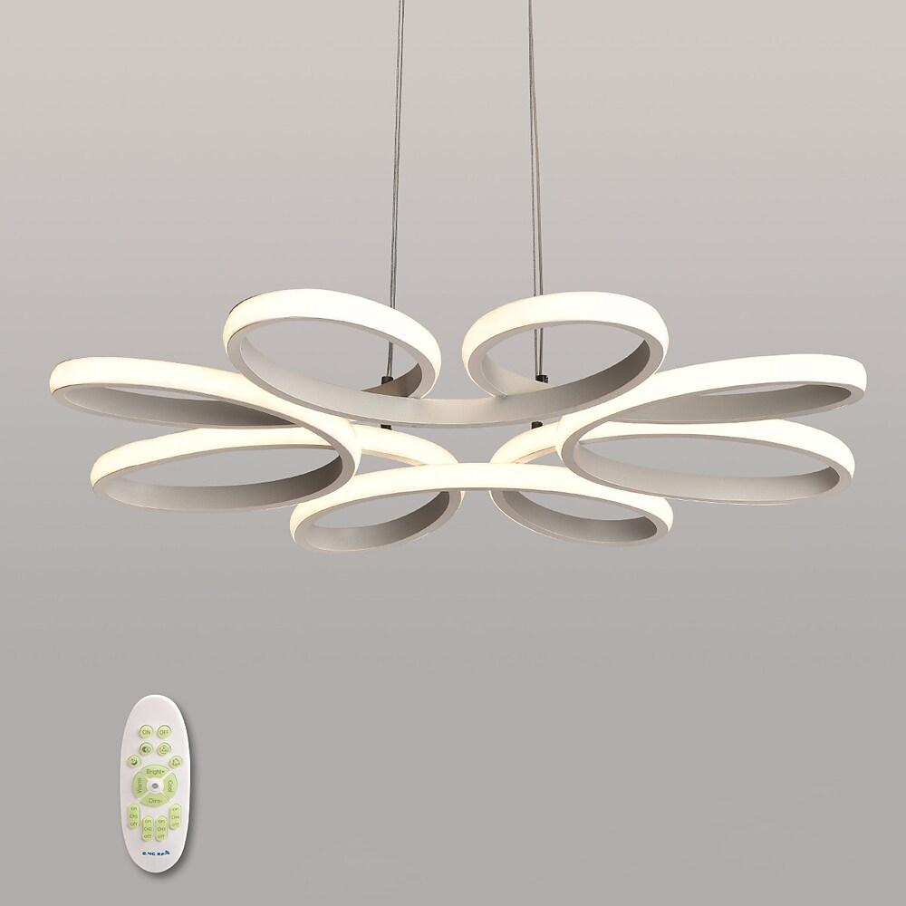 White Modern Flower LED Pendant Light Dimmable Curved Floral Hanging Ceiling Fixture