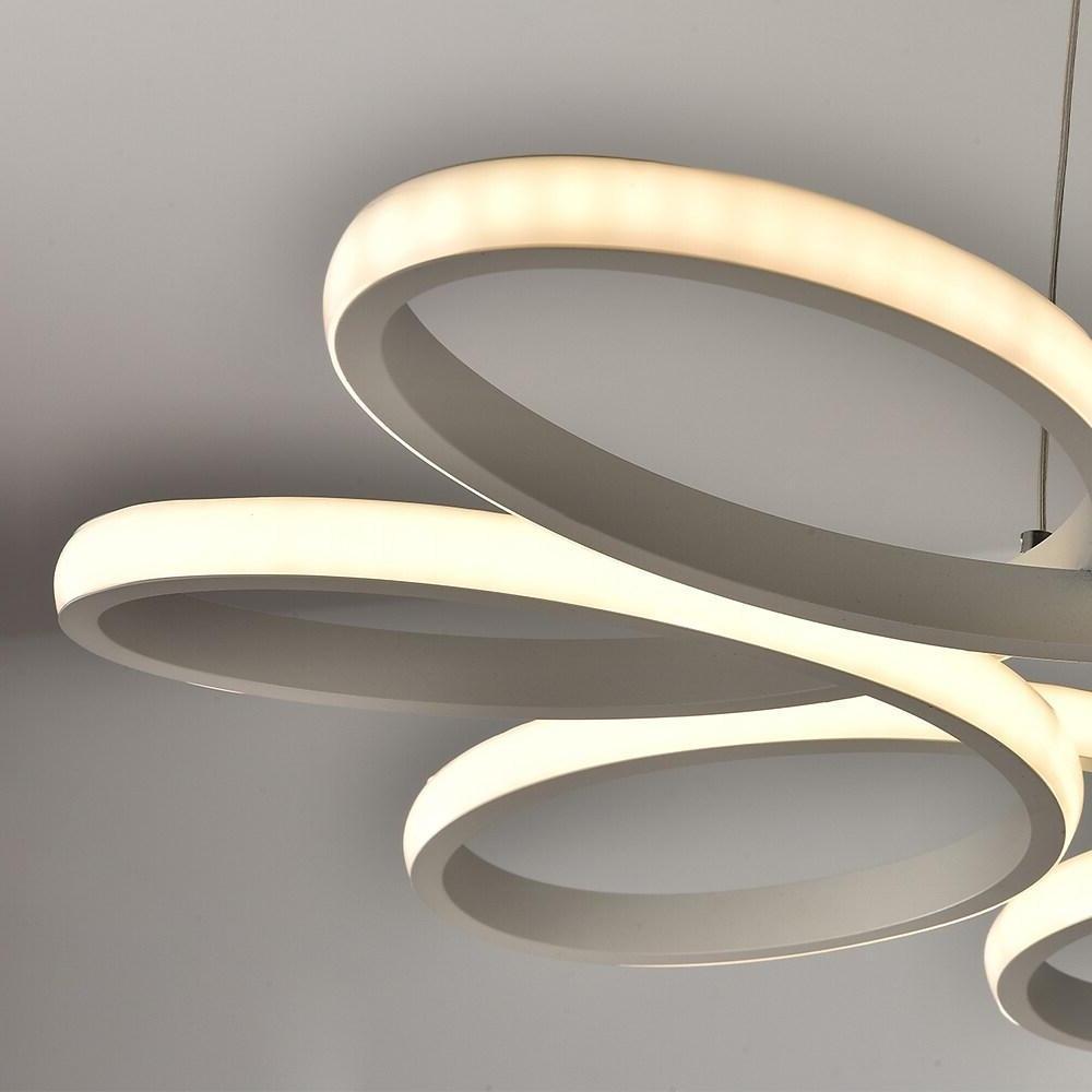 White Modern Flower LED Pendant Light Dimmable Curved Floral Hanging Ceiling Fixture