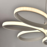 White Modern Flower LED Pendant Light Dimmable Curved Floral Hanging Ceiling Fixture