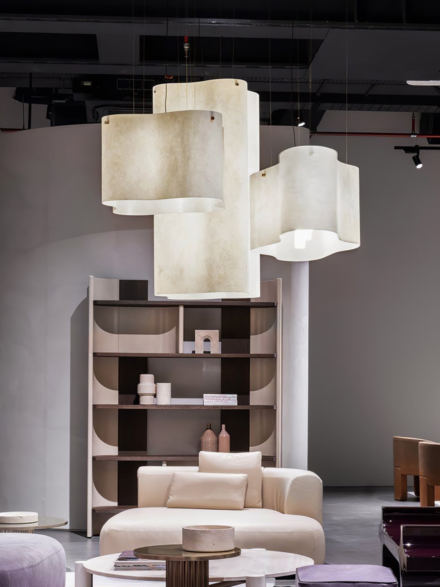 White Nuvola Cloud Shaped Fiberglass Pendant Lamp Modern Textured Hanging Light