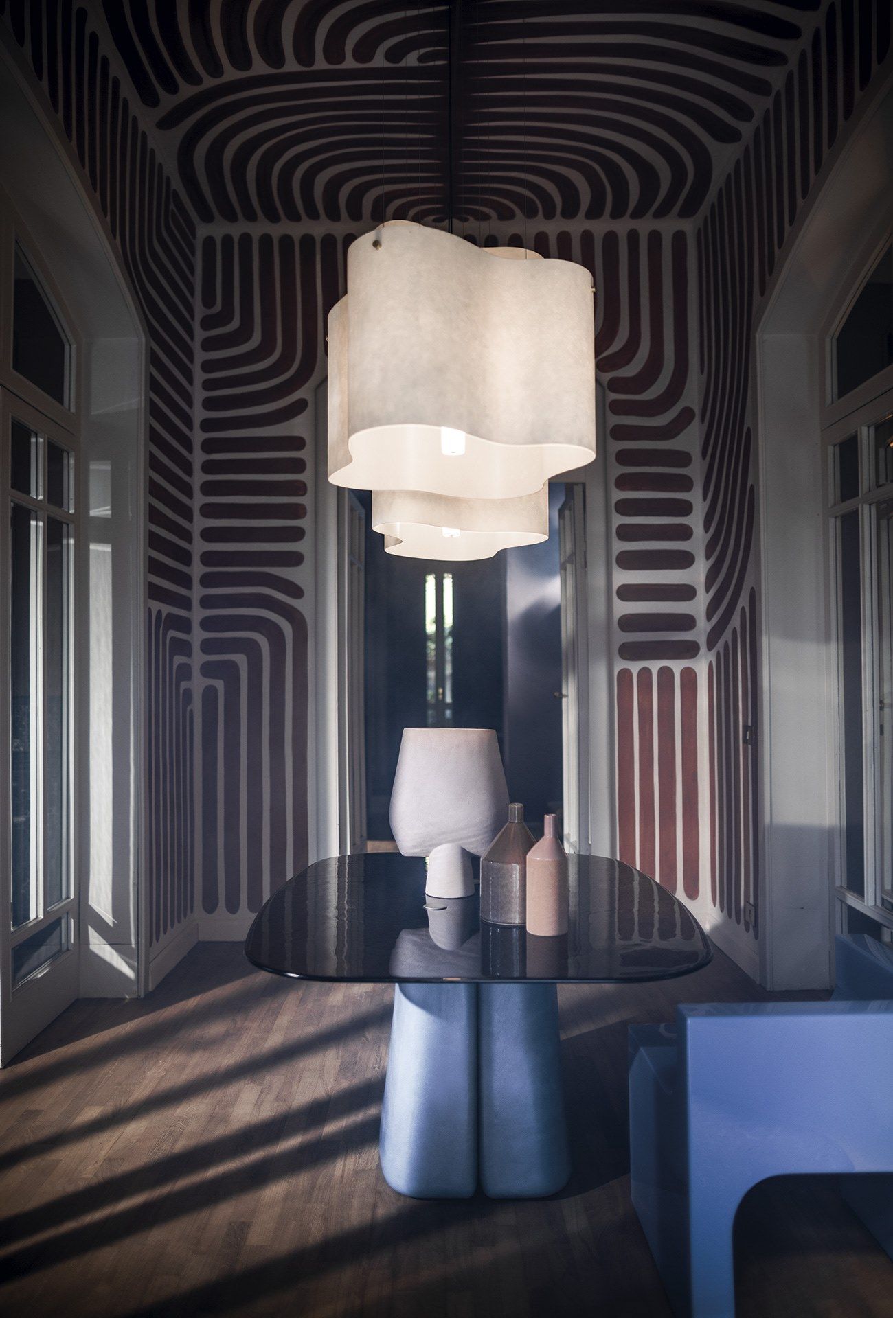 White Nuvola Cloud Shaped Fiberglass Pendant Lamp Modern Textured Hanging Light