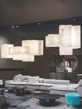 White Nuvola Cloud Shaped Fiberglass Pendant Lamp Modern Textured Hanging Light