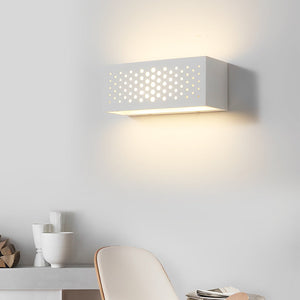 White Rectangular Plaster LED Wall Sconce Modern Up and Down Indoor Lighting Fixture