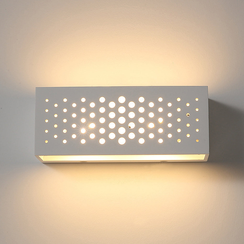White Rectangular Plaster LED Wall Sconce Modern Up and Down Indoor Lighting Fixture