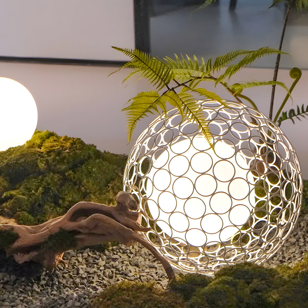 White Solar Powered Dandelion Sphere Garden Stake LED Outdoor Landscape Light