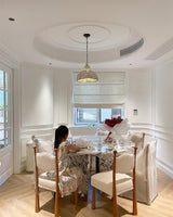 White Wood Bead Pendant Light French Country Beaded Chandelier for Luxury Living Space