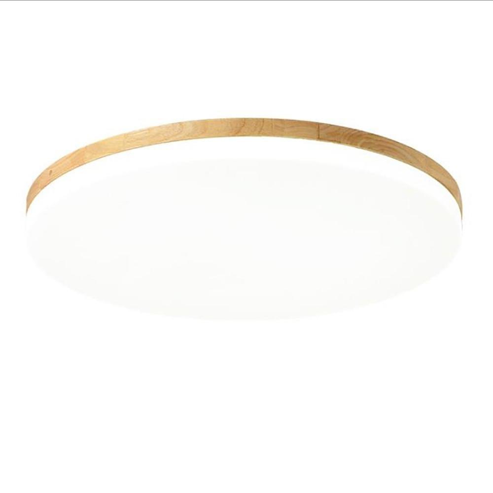 Minimalist Circular Bamboo Wood LED Flush Mount Light with Acrylic Shade
