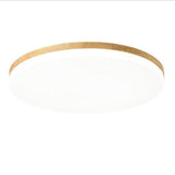 Minimalist Circular Bamboo Wood LED Flush Mount Light with Acrylic Shade