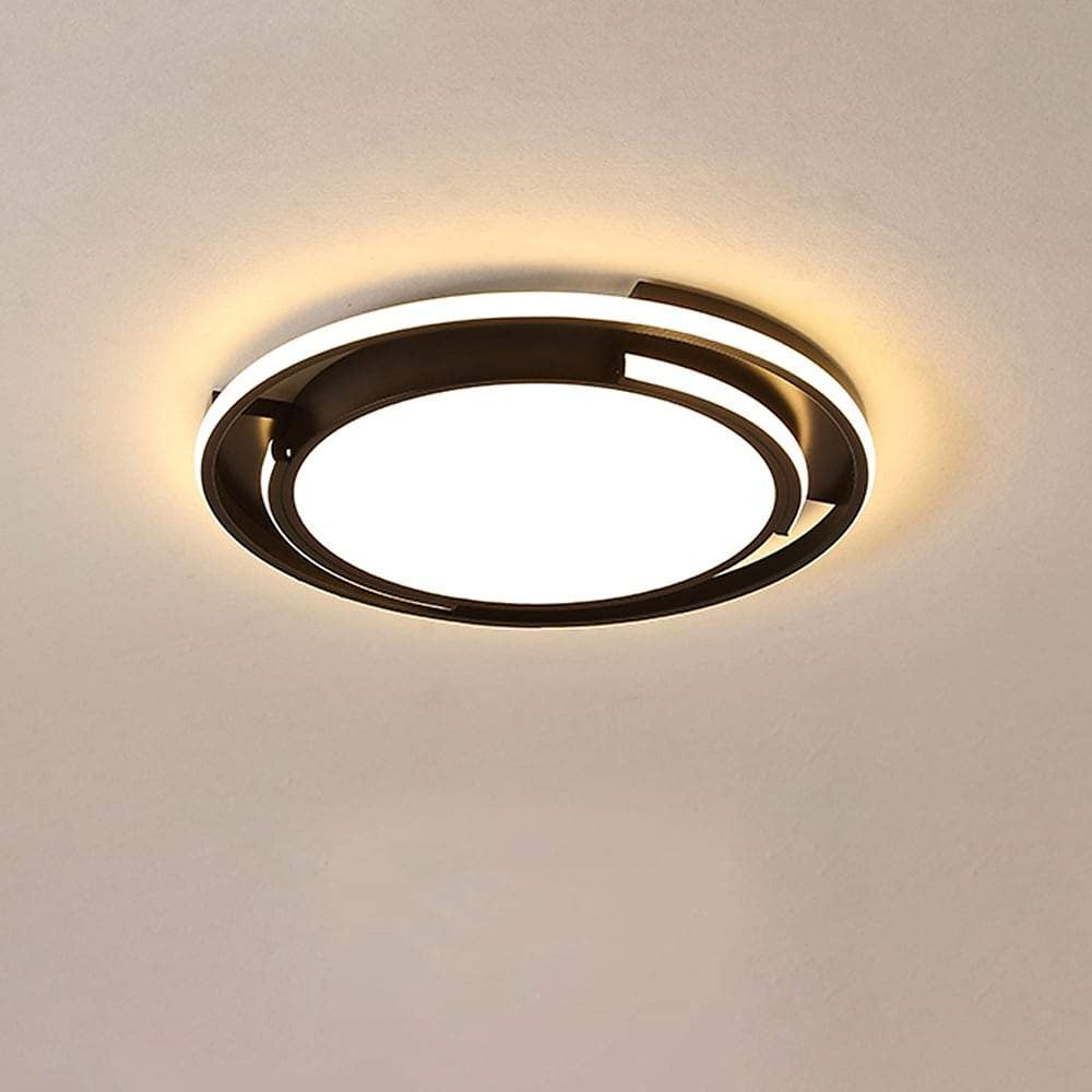 Modern Circular Black Flush Mount LED Ceiling Light Nordic Dimmable Round Fixture 20 Inch