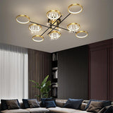 Modern Nordic Geometric Crystal LED Flush Mount Ceiling Light for Luxury Living Room Decor