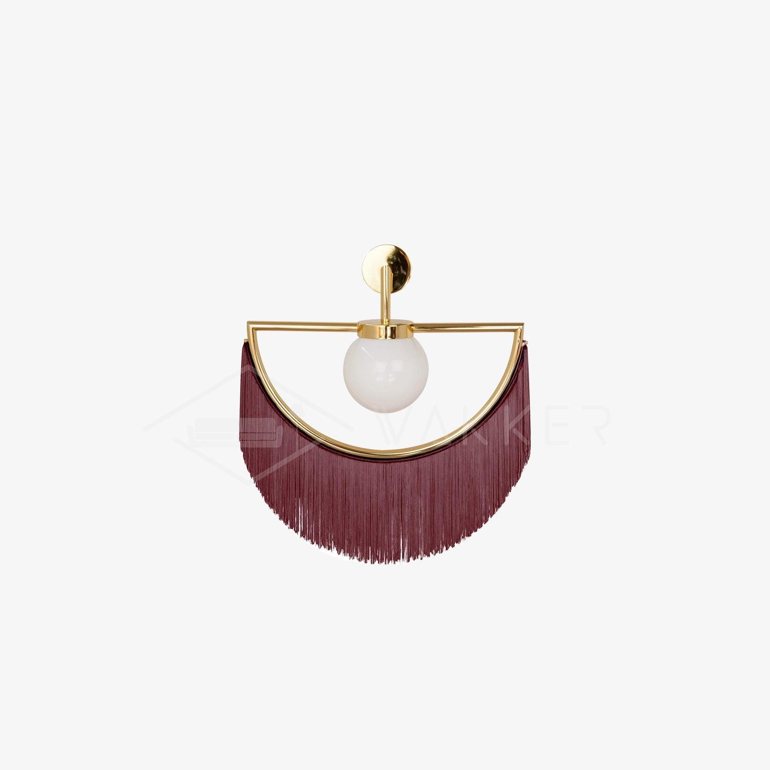 Wink Retro Tassel Wall Sconce Gold Geometric Fabric Fringe Wall Light for Bedroom