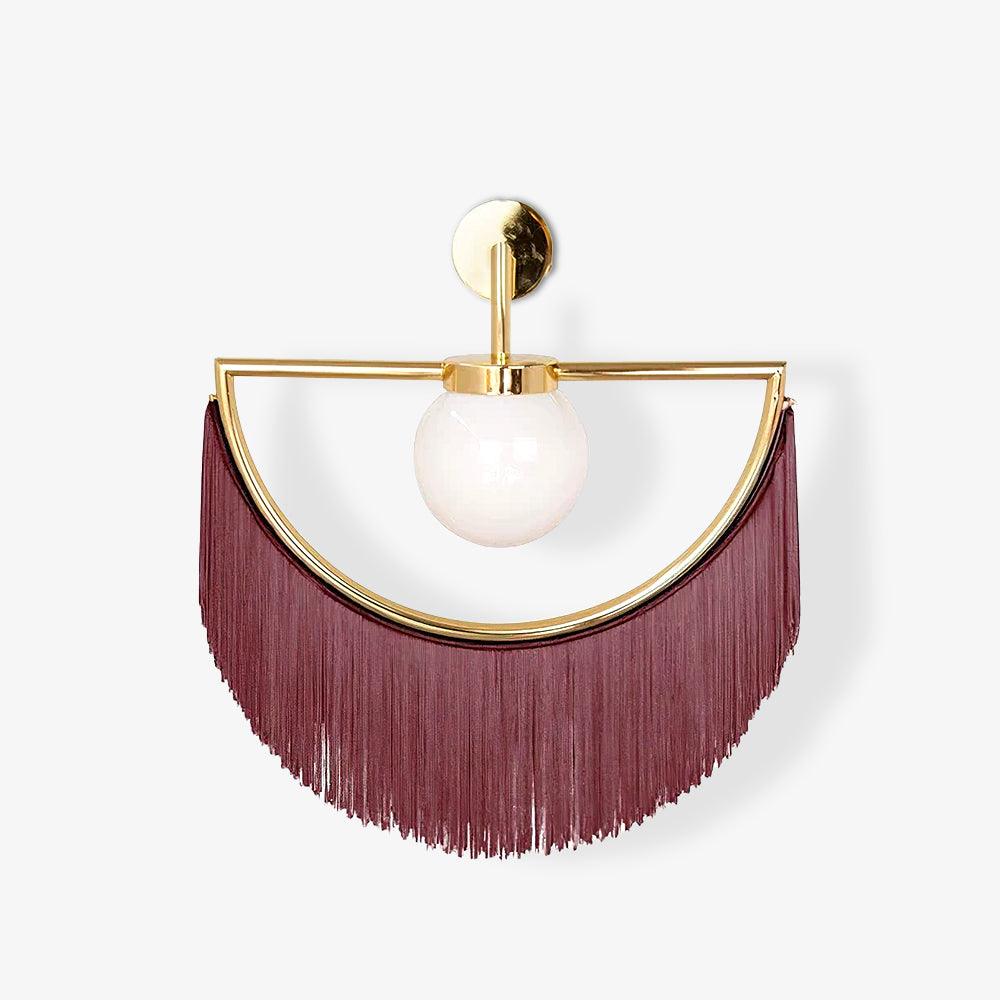 Wink Retro Tassel Wall Sconce Gold Geometric Fabric Fringe Wall Light for Bedroom
