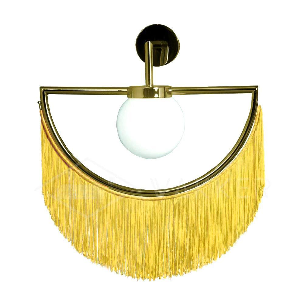 Wink Retro Tassel Wall Sconce Gold Geometric Fabric Fringe Wall Light for Bedroom