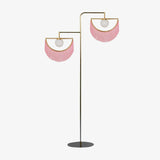 Art Deco Geometric Standing Lamp with Multi Color Tassel Fringes and Glass Globe