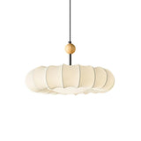 Winnie Veil Fabric Pendant Light with Wood Accents Modern Ceiling Hanging Fixture for Dining Room